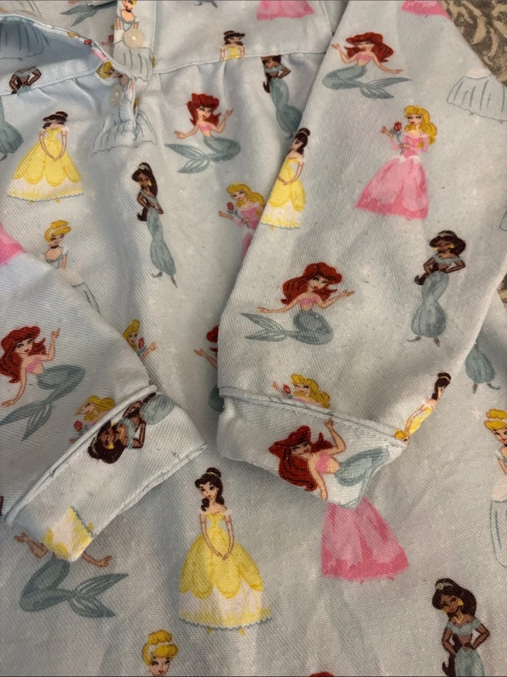 Pottery Barn Kids Girls' Light Blue Princess Print Nightgown
